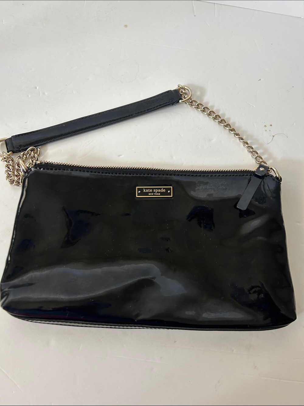 kate spade Black Patent Leather Shoulder Bag Minimalist So Cute! - Picture 16 of 16